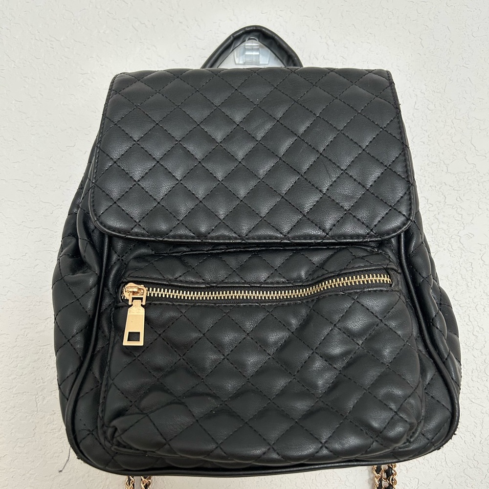Quilted Mini Black Backpack